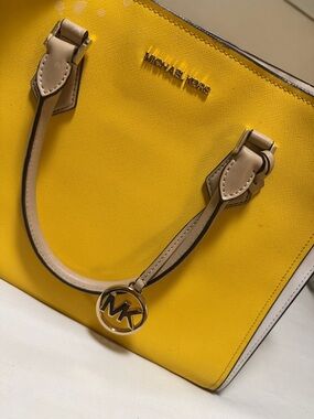 Michael Kors Yellow Saffiano Leather Tote with Neutral Handles